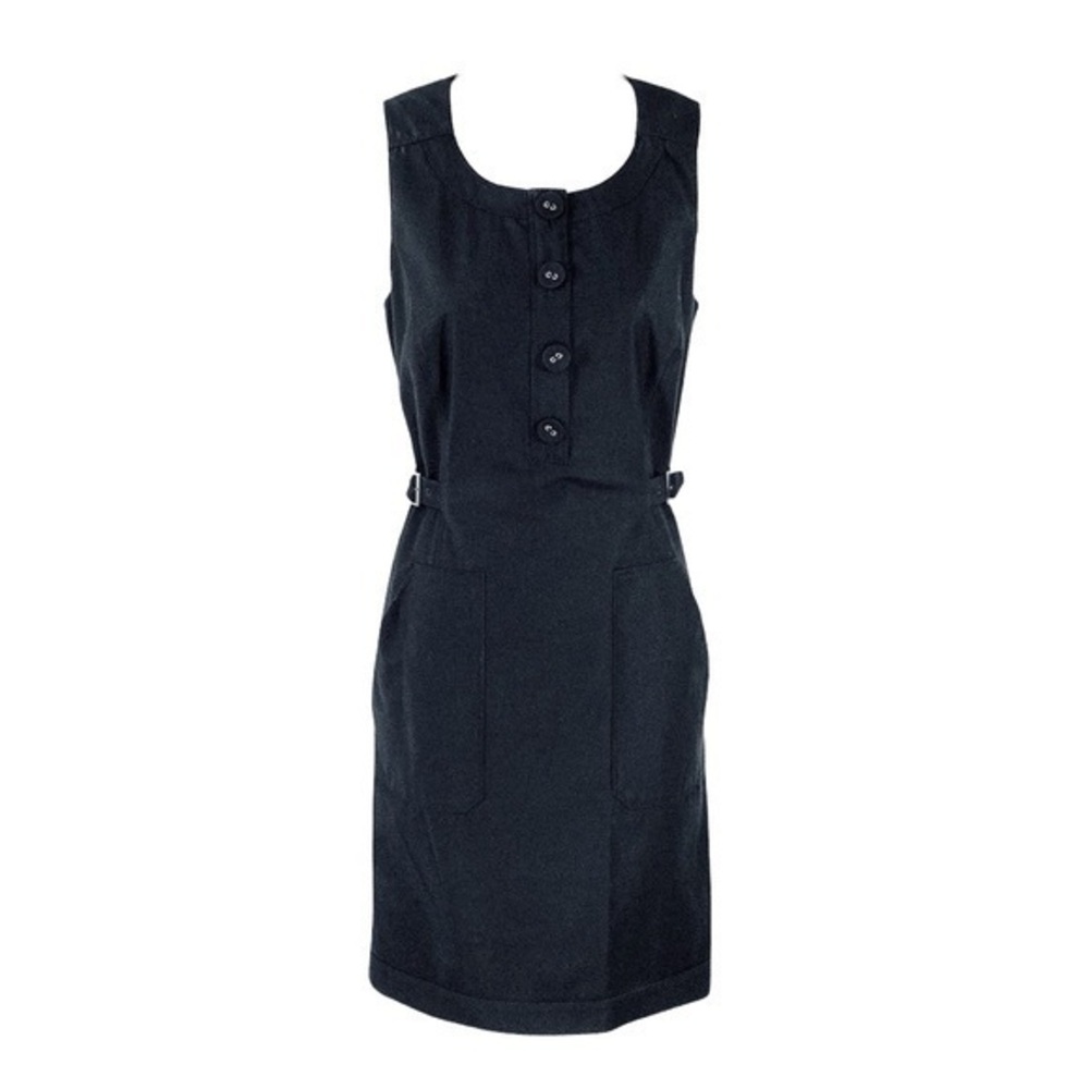 Etcetera black sleeveless buckle side button front sheath dress 4 N2